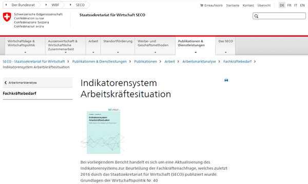 Arbeitskräftesituation in der Schweiz